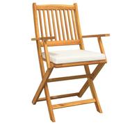 GHVBNMF Lot de 6 chaises pliantes blanches en bois d'acacia massif 49 x | Fauteuil pliant peu encombrant en bois d'acacia pour balcon, terrasse et jardin. Design ergonomique avec coussins de siège