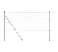 GHVBNMF Lot de 6 poteaux de clôture en acier argenté 25 m | Poteaux robustes en acier pour jardin et terrasse : kit complet revêtu par pulvérisation pour délimiter les terrains
