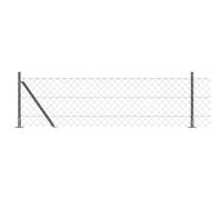 GHVBNMF Lot de grillage grillagé gris 10 x 0,6 m - Grillage avec 5 poteaux | Kit complet de clôture de jardin en acier revêtu par pulvérisation et PVC pour terrasses, terrasses et parterres.