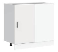 GHVBNMF Meuble bas de cuisine Lyon blanc 86 x 46 x 81,5 cm Matériau bois | Meuble sous évier pratique pour la cuisine avec pieds réglables, beaucoup d'espace de rangement et support mural robuste.
