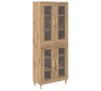 GHVBNMF Meuble haut en chêne Artisan 69,5 x 34 x 180 cm | Vitrine fine en chêne Artisan pour salon et salle à manger avec 4 portes et beaucoup d'espace de rangement.