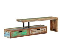 GHVBNMF Meuble TV extensible 118-200 cm en bois vieilli massif | Meuble bas réglable flexible pour le salon avec surface de rangement pratique pour récepteur et décoration.