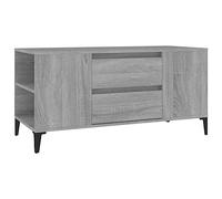 GHVBNMF Meuble TV gris Sonoma 102 x 44,5 x 50 cm Meuble TV bas en métal | Meuble bas tendance pour le salon avec 4 compartiments ouverts et 2 tiroirs pour beaucoup d'espace de rangement dans un style