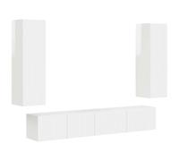 GHVBNMF Meuble TV mural 3 pièces en bois blanc brillant | Ensemble de 3 étagères suspendues flexibles pour le salon et la chambre à coucher, offre un espace de rangement fermé pour