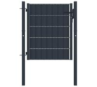 GHVBNMF Portail de jardin - 100 x 100 cm - En acier et PVC - Anthracite | Portail verrouillable pour terrasse et extérieur avec serrure, trois clés et charnières de poteau robustes.