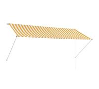 GHVBNMF Store rétractable - 300 x 150 cm - Jaune et blanc - Bras articulés - Avec manivelle - Protection solaire - Pour terrasse, jardin et fenêtre