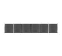 GHVBNMF Système de clôture WPC - 1045 x 186 cm - Noir - Avec 7 poteaux | Brise-vue modulaire pour jardin et terrasse : planches WPC avec grain de bois et socle en acier pour un montage d'angle