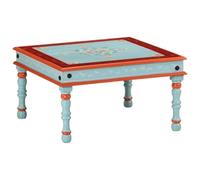 GHVBNMF Table basse en bois massif de mangue, peinte à la main, 54 x 54 x | Table d'appoint orientale unique en bois véritable pour salon et chambre à coucher, étagère colorée robuste