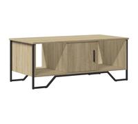 GHVBNMF Table basse en chêne Sonoma - 100 x 51 x 40 cm - En bois et métal | Table d'appoint élégante aspect chêne avec compartiment de rangement pour télécommande et bibliothèque dans le salon. Charge