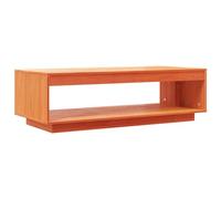 GHVBNMF Table basse en pin massif Marron ciré 110 x 50 x 33,5 cm | Table de salon en bois naturel avec plateau inférieur supplémentaire pour livres et télécommande dans un style rustique