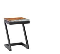 GHVBNMF Table basse en teck massif en polyrésine - 30 x 30 x 50 cm | Table d'appoint rustique pour salon en teck et résine avec pied en Z noir en bois de mangue.