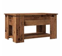 GHVBNMF Table basse réglable en hauteur en bois vieilli 79 x 49 x 41 cm | Table d'appoint transformable pour salon avec plateau relevable et compartiment caché pour le travail et les repas.