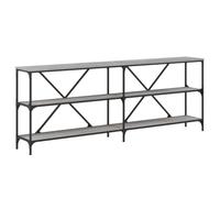 GHVBNMF Table console gris Sonoma 200 x 30 x 75 cm Bois et fer | Table de couloir fine avec cadre en métal robuste et double entretoise en X pour salon, couloir et entrée.