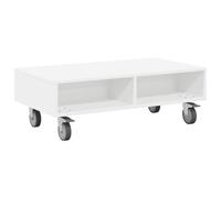 GHVBNMF Table d'appoint avec roulettes - Blanc - 90 x 50 x 30 cm - En bois | Table de canapé flexible pour salon et chambre à coucher avec beaucoup d'espace de rangement, quatre roulettes maniables et
