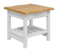 GHVBNMF Table d'appoint en pin massif blanc 50 x 50 x 45,5 cm | Table de chevet compacte en pin avec bord Live Edge pour salon et chambre à coucher. Forme carrée stable.
