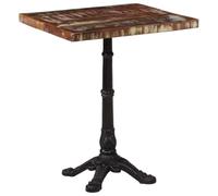 GHVBNMF Table de bistro 60 x 60 x 76 cm en bois vieilli massif en fonte | Table à manger compacte en bois massif vieilli et fonte robuste pour cuisine, balcon et salon avec grain unique.