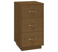 GHVBNMF Table de chevet en pin Marron miel 40 x 40 x 75 cm | Commode rustique à 3 tiroirs pour chambre à coucher et salon, avec support mural pour le montage.