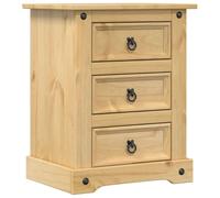 GHVBNMF Table de chevet en pin massif à 3 tiroirs 53 x 39 x 66 cm | Commode rustique pour chambre à coucher et salon avec finition cire de miel et anneaux métalliques élégants.