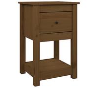 GHVBNMF Table de chevet marron miel 40 x 35 x 61,5 cm en pin massif | Table de chevet compacte en pin véritable pour chambre à coucher et salon avec plateau de rangement pratique.