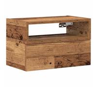 GHVBNMF Table de chevet murale, aspect bois vieilli, 45 x 26 x 28,5 cm | Console murale peu encombrante pour chambre à coucher : étagère murale compacte avec compartiment et tiroir pour une portée