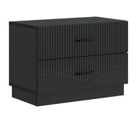 GHVBNMF Table de chevet noire 62 x 34,5 x 44,5 cm - Table de chevet avec 2 | Commode polyvalente pour chambre à coucher pour réveils et lampes, fabriquée en bois robuste avec une texture facile