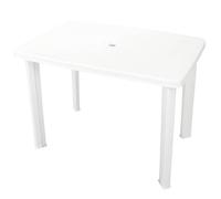 GHVBNMF Table de jardin en plastique blanc 101 x 68 x 72 cm avec trou pour | Table à manger résistante aux intempéries pour terrasse, cour et camping avec support intégré pour parasol.