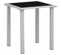 GHVBNMF Table de jardin noire et argentée 41 x 41 x 45 cm Table d'appoint | Table de terrasse compacte avec verre trempé de 5 mm et cadre en acier robuste pour balcon, terrasse et véranda.