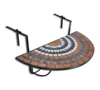 GHVBNMF Table suspendue pour balcon, mosaïque, pliable, terre cuite, 76 x | Table suspendue semi-ronde en céramique et fer pour balustrades de balcon jusqu'à 18 cm de large. Pliable pour économiser de