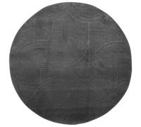 GHVBNMF Tapis rond Ø 120 cm à poils courts anthracite Skandi géométrique | Tapis à poils courts doux 3D anthracite avec une hauteur de poils de 8 mm. Pliable et polyvalent, idéal pour le salon et la