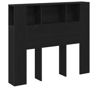 GHVBNMF Tête de lit armoire noire aspect chêne 120 x 18,5 x 102,5 cm | Montage mural peu encombrant avec étagère pratique pour chambre à coucher, surface facile d'entretien aspect bois foncé.