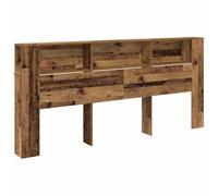 GHVBNMF Tête de lit en bois vieilli 220 x 18,5 x 102,5 cm | Étagère murale à suspendre pour chambre à coucher avec compartiment de rangement intégré, idéale pour les livres et la