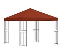GHVBNMF Tonnelle de jardin 3 x 3 m en terre cuite avec double toit en acier | Structure de toit en acier robuste pour terrasse et jardin, housse en polyester imperméable avec évacuation d'eau intégrée.