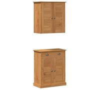 GHVBNMF VIGO Ensemble de meubles de salle de bain en bois massif 2 pièces | Armoire de rangement rustique en pin pour salle de bain ou couloir avec quatre compartiments et montage mural flexible.