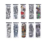 Ghzste 10pcs Temporary Skull Match Stickers, Réaliste Tatouage de Bras en Plein Bras et de Jambe Facile à Appliquer en 20-30 Secondes