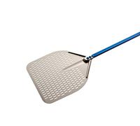 Gi.Metal Pelle à pizza professionnelle ligne bleue A-32RFX/120, tête 33 x 33 cm, manche démontable de 120 cm, tête en aluminium anodisé neutre, manche anodisé bleu (120)