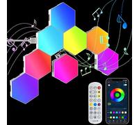 GIACOMO Panneau LED Hexagone Gaming Murale Lampe, 8PCS Sync Avec Musique Smart RGB Modulaires Light avec App Telecommande, Creative Appliques Murales pour Decoration Chambres Salle de Jeux