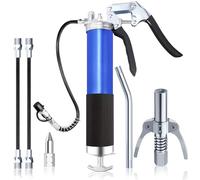 GIAK Pompe à Graisse Manuelle Pompe a Graisse Pistolet à Graisse Professionnel Robuste à Poignée Pistolet de 8000 PSI avec Tuyau Flexible, rallonge Rigide et buse (Bleu)