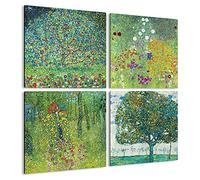 Giallobus - 4 carrés multi-panneaux - Gustav Klimt - Les plus belles œuvres de Klimt - Collection 2 - Bois MDF - 29,7x29,7 - x 4 pièces
