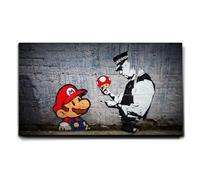 Giallobus - Cadre - Banksy - Super Mario - Cadre en toile de qualité supérieure - 70L x 40l cm - Tableaux modernes