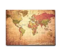 Giallobus - Cadre - Impression sur Toile Canvas - World Map Old - Ancienne Carte du Monde - 100 x 140 CM