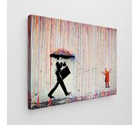 Giallobus - Impression sur toile - Banksy - - Toile standard - 100x70-01 - Pluie de couleurs - Tableaux modernes pour la maison