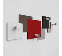 Giallobus - Patère murale 4Me - 01 - Tacto - Bois MDF + Aluminium - 60L x 25l cm - 01 - M - 4 crochets porte-manteau mural aluminium et bois