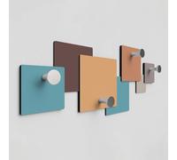Giallobus - Patère murale 4Me - 01 - Tacto - Bois MDF + Aluminium - 60L x 25l cm - 03 - M - 4 crochets porte-manteau mural aluminium et bois