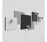Giallobus - Patère murale 4Me - 01 - Tacto - Bois MDF + Aluminium - 60L x 25l cm - 04 - M - 4 crochets porte-manteau mural aluminium et bois