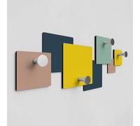 Giallobus - Patère murale 4Me - 01 - Tacto - Bois MDF + Aluminium - 60L x 25l cm - 05 - M - 4 crochets porte-manteau mural aluminium et bois