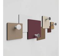 Giallobus - Patère murale 4Me - 01 - Tacto - Bois MDF + Aluminium - 60L x 25l cm - 08 - M - 4 crochets porte-manteau mural aluminium et bois