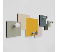 Giallobus - Patère murale 4Me - 01 - Tacto - Bois MDF + Aluminium - 60L x 25l cm - 12 - M - 4 crochets porte-manteau mural aluminium et bois