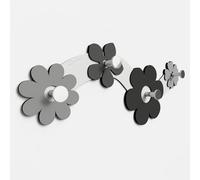 Giallobus - Patère murale 4Me - 05 - Flowers - Bois MDF + Aluminium - 60L x 25l cm - 04 - M - 4 crochets porte-manteau mural aluminium et bois