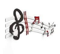 Giallobus - Patère murale 4Me - 09 - Sheet music - Bois MDF + Aluminium - 60L x 25l cm - 01 - M - 4 crochets porte-manteau mural aluminium et bois
