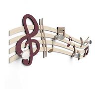 Giallobus - Patère murale 4Me - 09 - Sheet music - Bois MDF + Aluminium - 60L x 25l cm - 08 - M - 4 crochets porte-manteau mural aluminium et bois